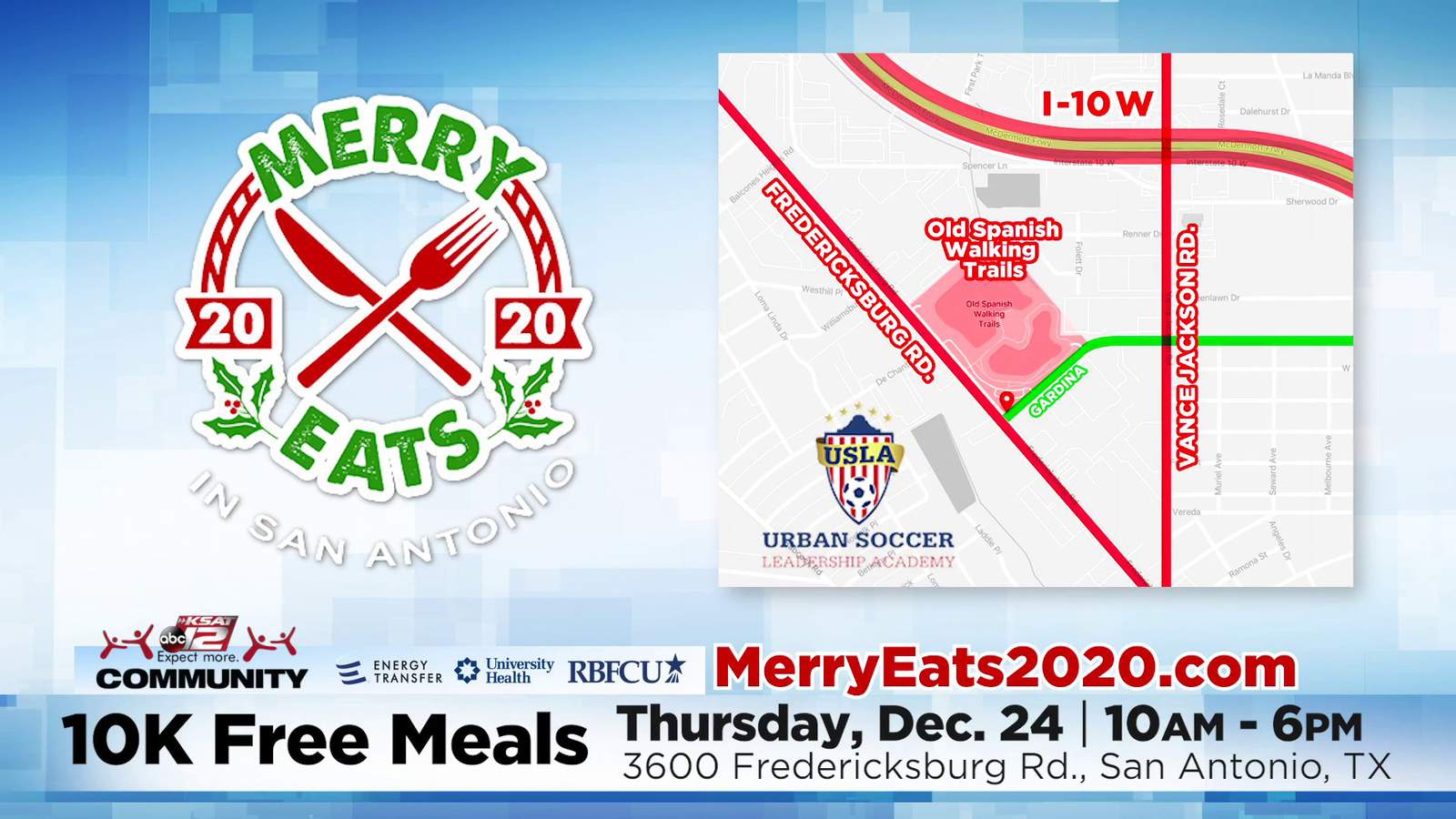 KSAT Community: You’re invited to attend Merry Eats! A free drive-thru event this Christmas Eve to help feed the community