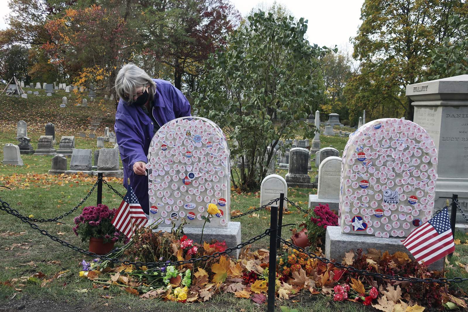 Thank you, Susan B. Anthony: Gravesite sticker tradition continues, now with a shield
