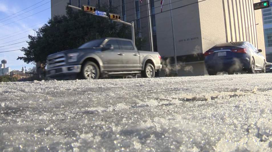 TxDOT calls on people to stay off roads due to dangerously icy conditions in the San Antonio area;  New Braunfels streets impassable
