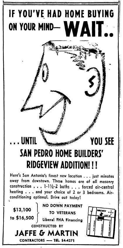 An ad for Ridgeview in the San Antonio Express in 1954.