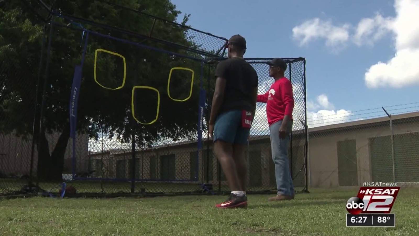 Wagner QB Isaiah Williams builds practice net with his grandfather