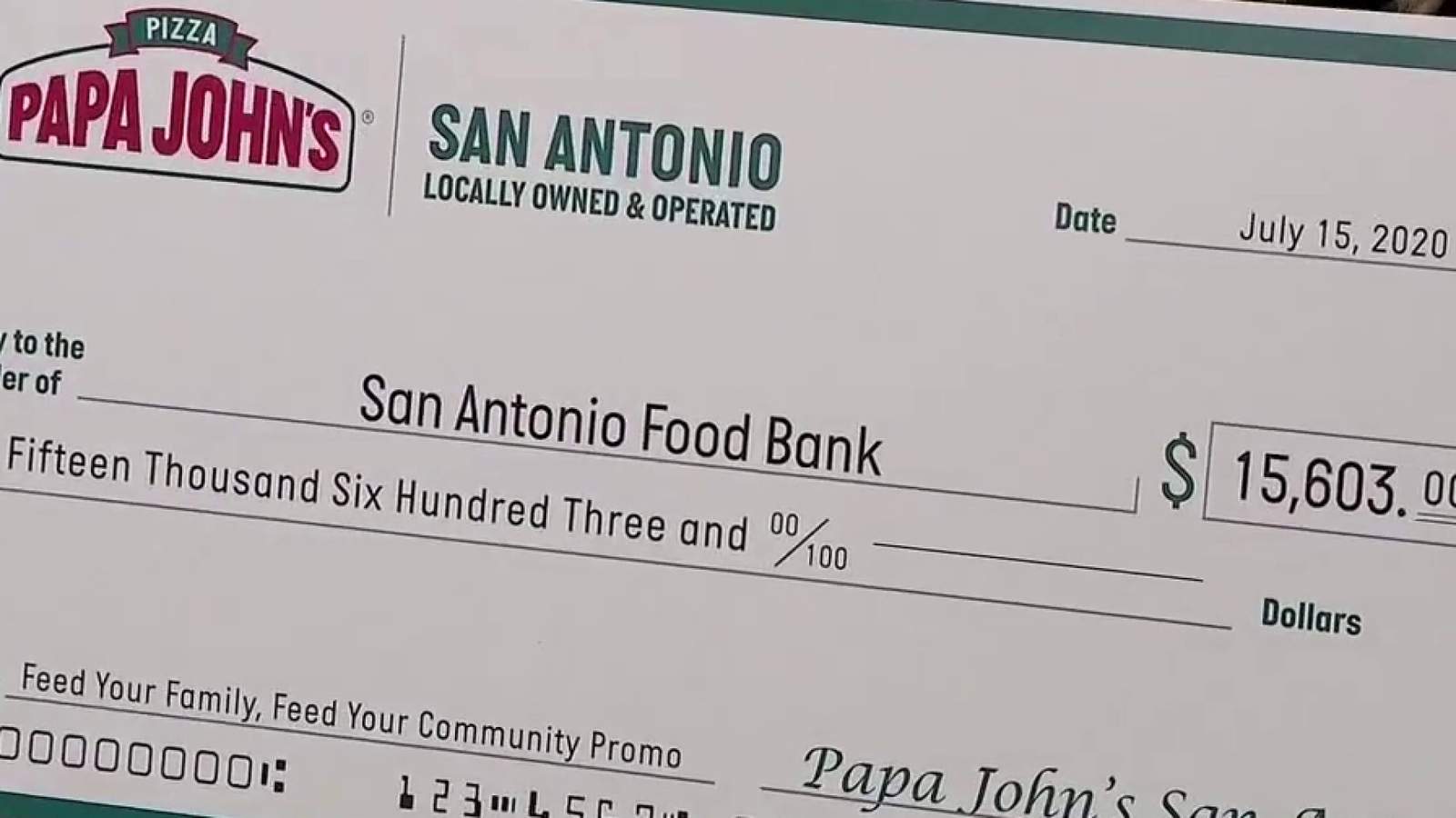 Papa Johns Pizza raises more than $15,000 for San Antonio Food Bank