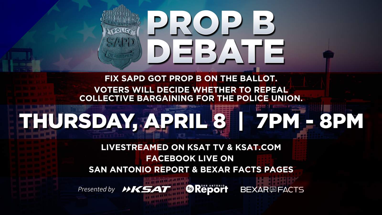 Debate between San Antonio police union, FixSAPD to be hosted April 8 by KSAT, San Antonio Report, Bexar Facts