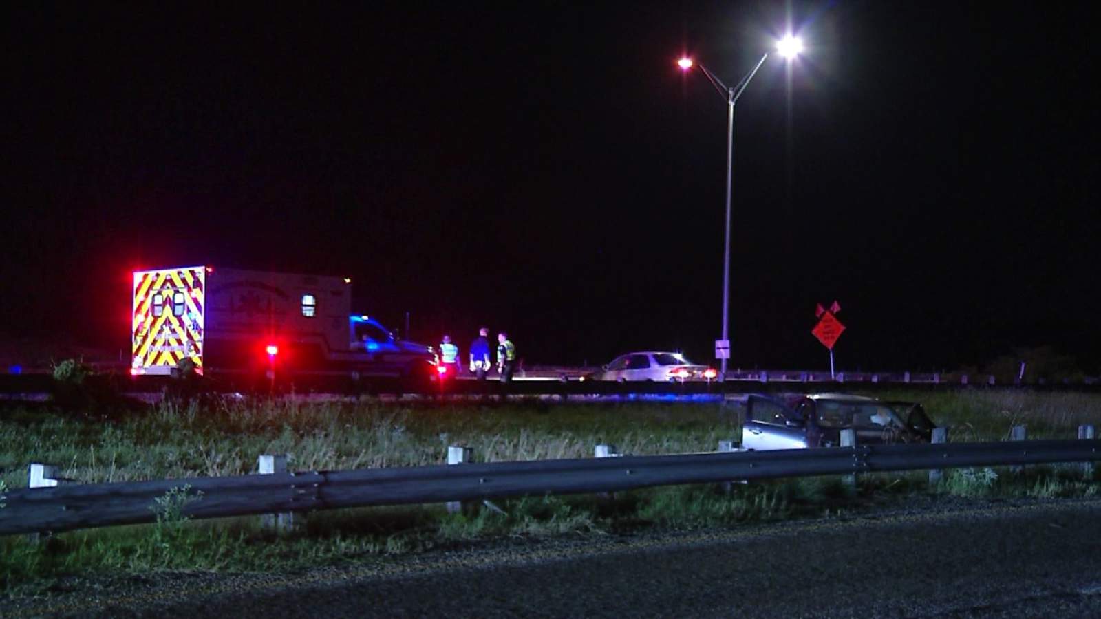 Driver clipped by passing vehicle after crash into median, police say