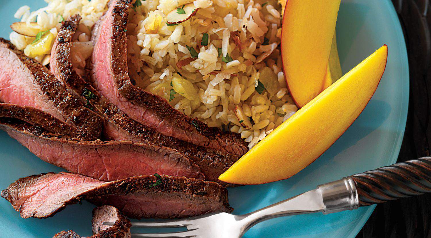 Recipe: Caribbean flank steak with coconut rice