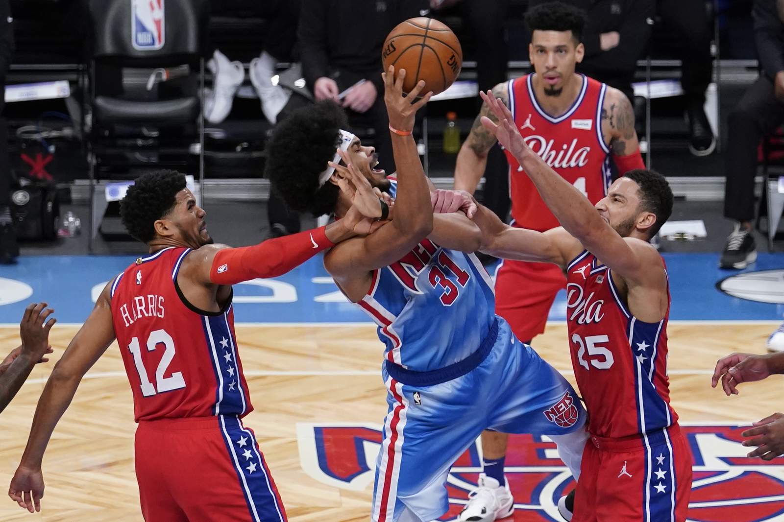 Nets, without Irving and Durant, beat NBA-leading 76ers