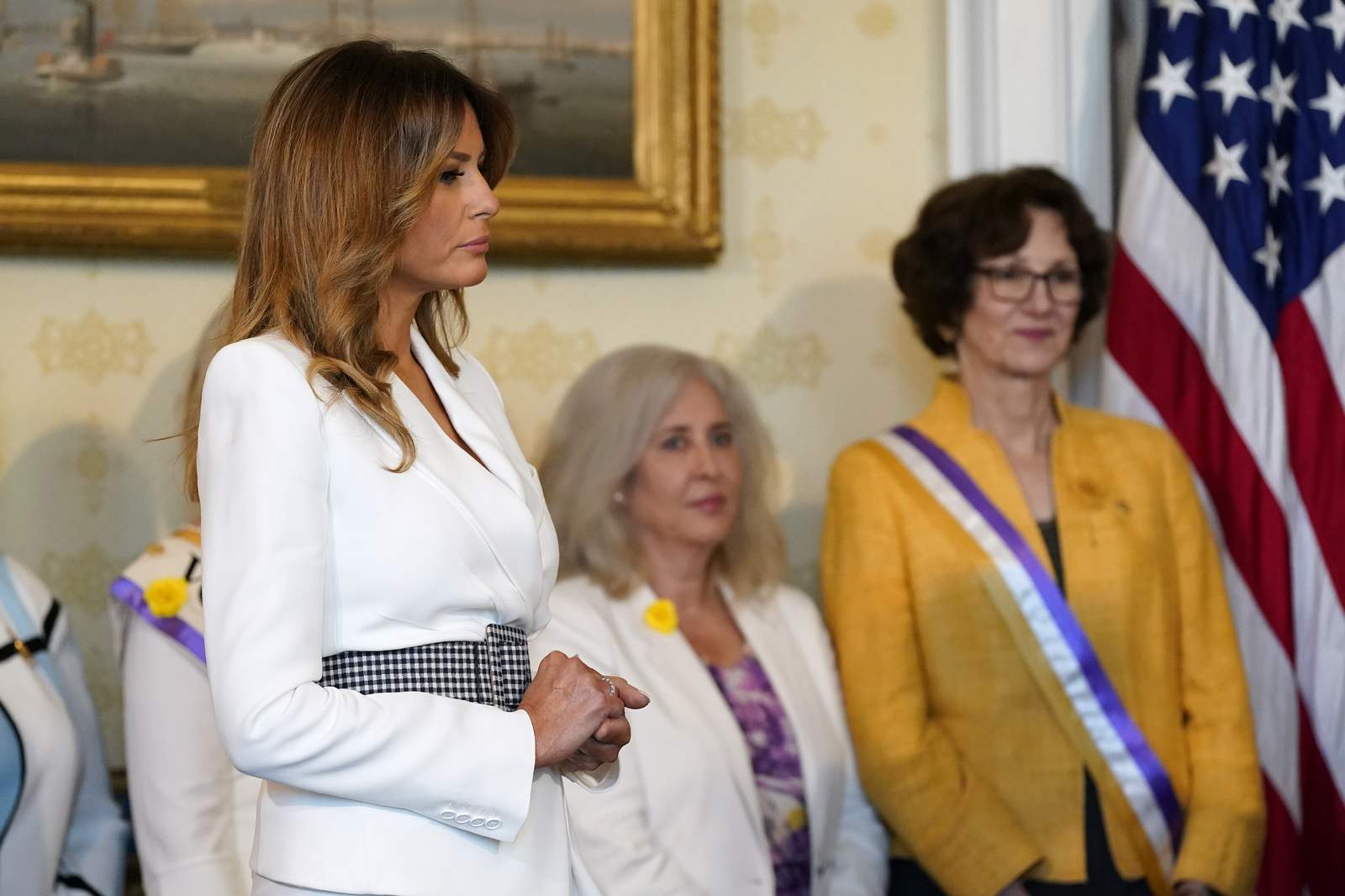 First lady opens student art exhibit on women's suffrage