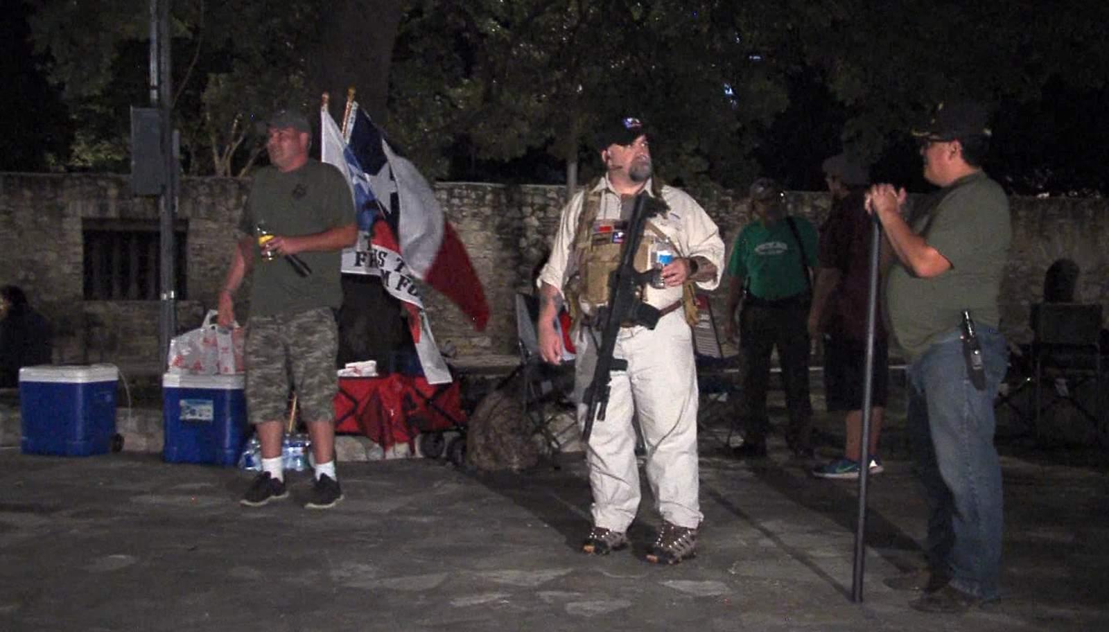 Group of armed men seen standing guard in front of the Alamo Cenotaph overnight, police say