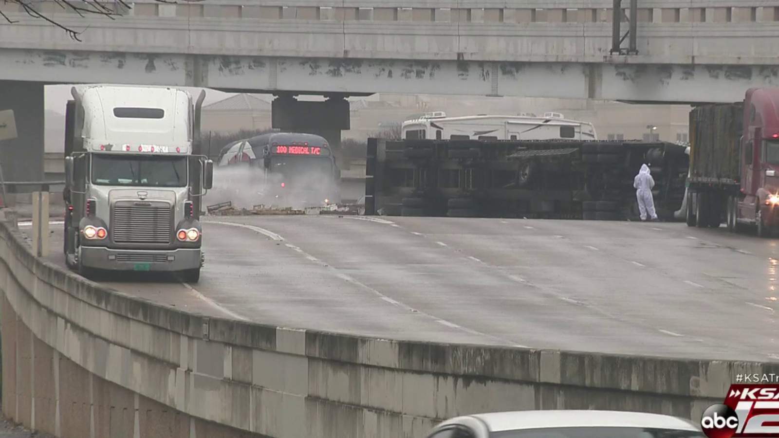 18-wheeler carrying load of honeybees flips, causes road closure near downtown