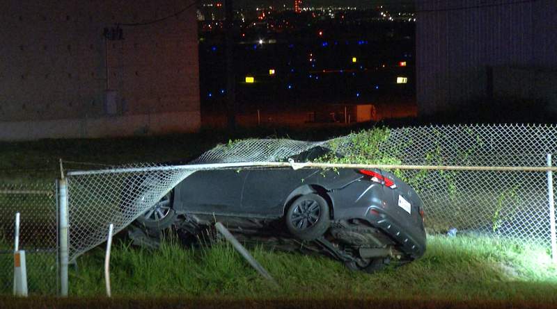 Woman crashes car into airport fence after leading officers on chase, Castle Hills police say