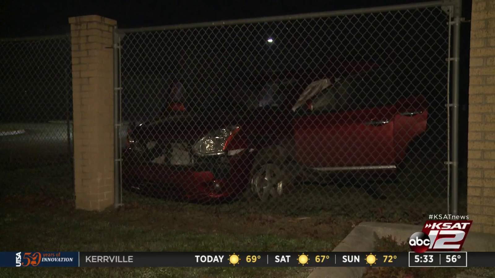 Car crashes into fence, driver flees, police say