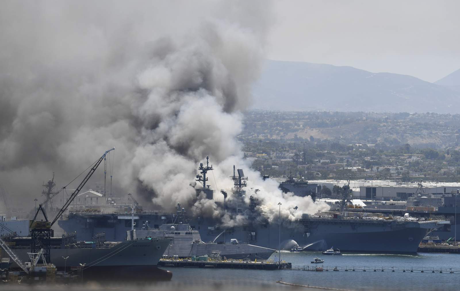 11 injured in fire aboard ship at Naval Base San Diego
