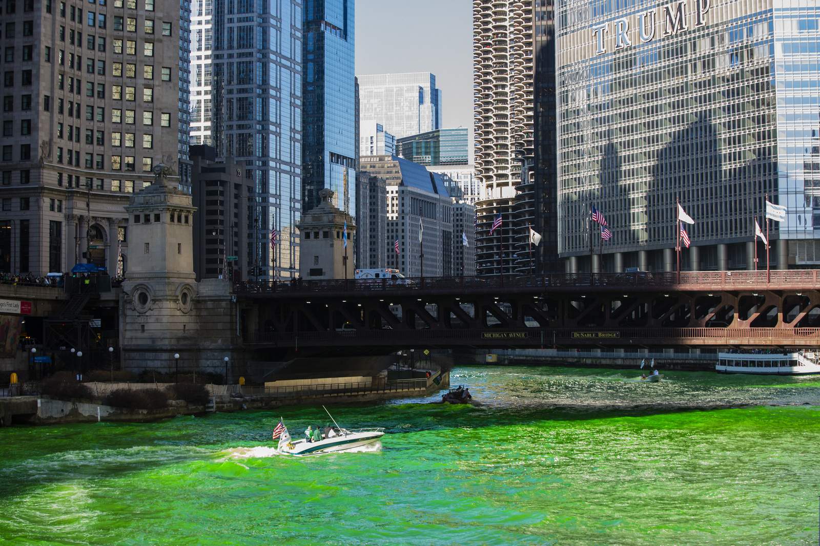 Chicago River dyed green in surprise move by city’s mayor