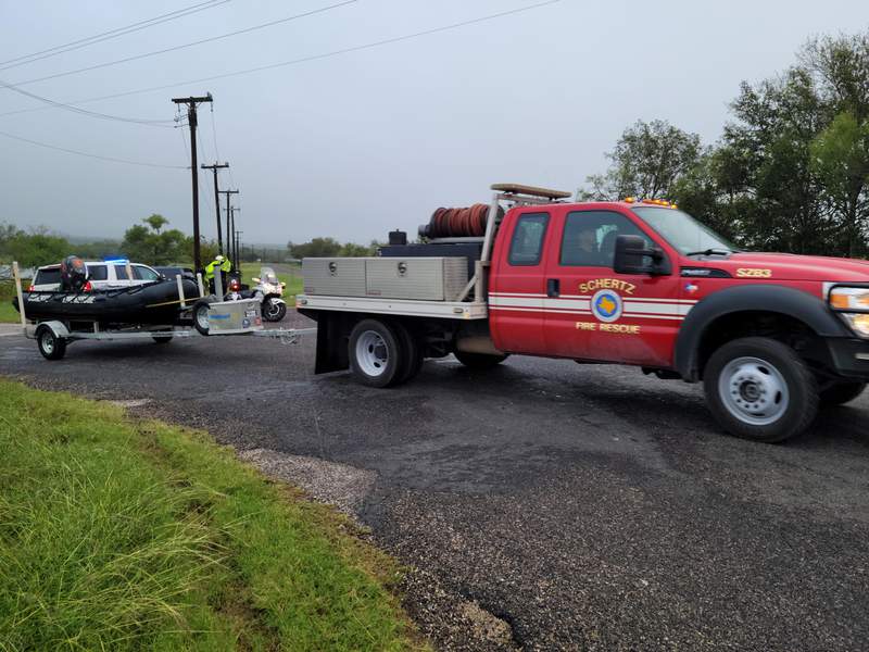 The Schertz Fire Department and Bexar County Sheriff's Office respond   to a high-water rescue connected  Thursday, Oct. 14, 2021.