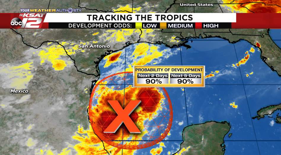 Tropical disturbance in Gulf of Mexico