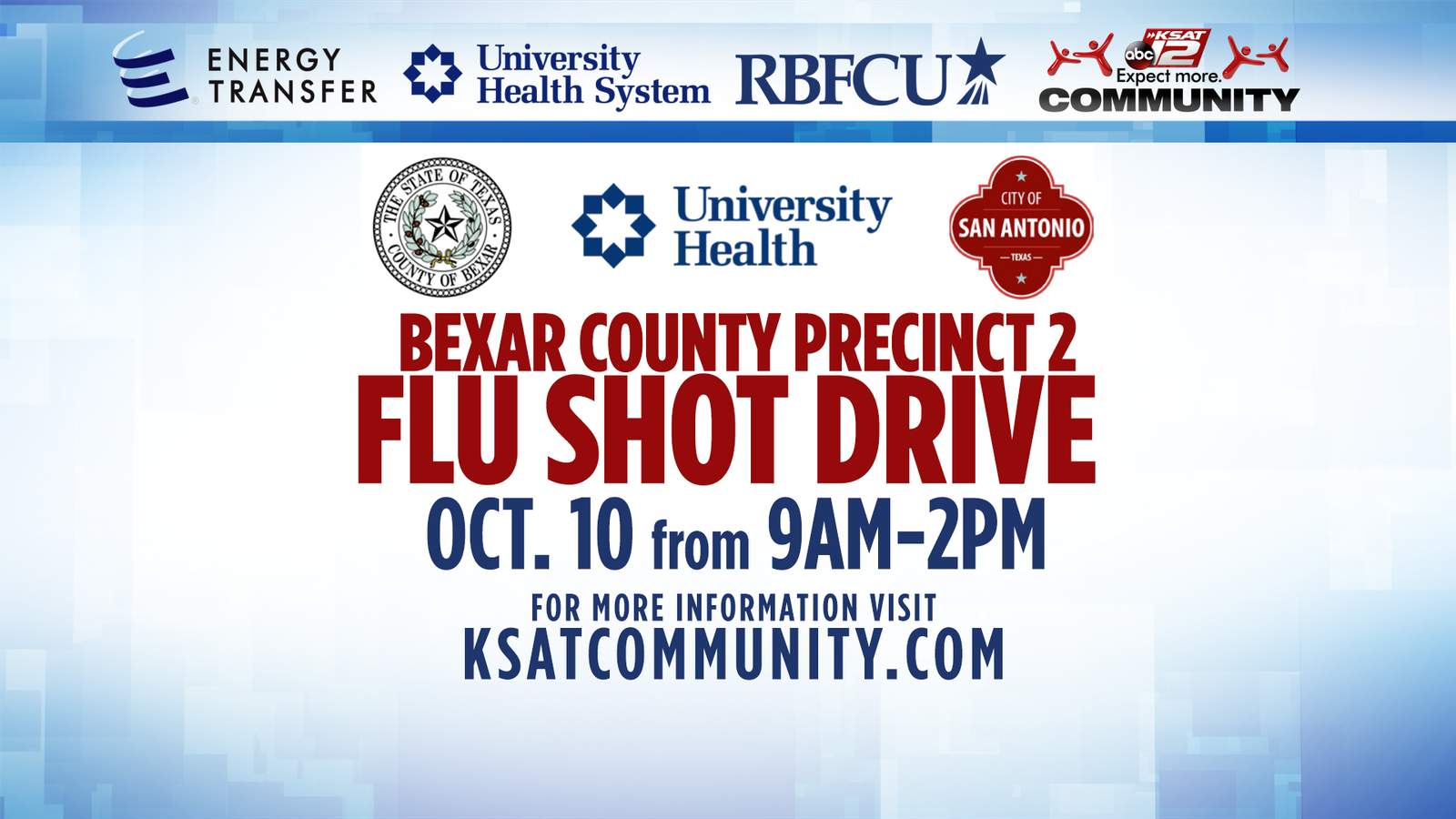 KSAT Community update: University Health System partners with Bexar County Precinct 2 Commissioner Justin Rodriguez for a drive-thru flu shot drive