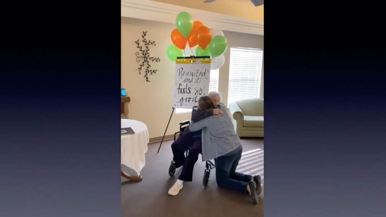 Mother, daughter share tearful reunion at Floresville nursing home after spending six months apart