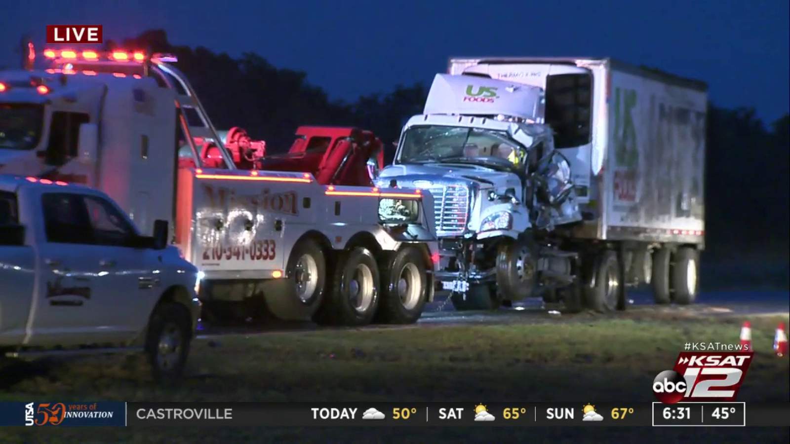 Highway reopens after 18-wheeler crash, cargo spill on I-37