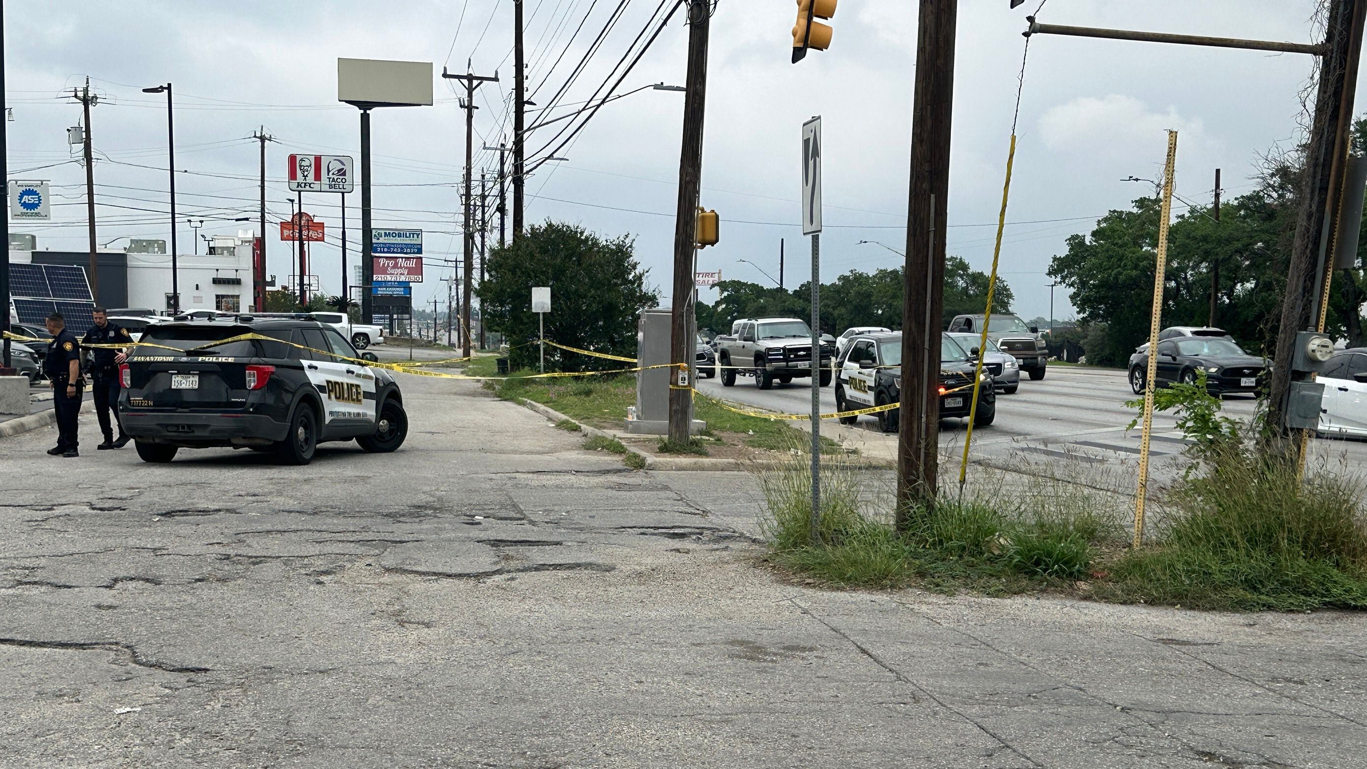 San Antonio police respond to an incident on Wednesday, May 1, 2024, in the 6900 block of San Pedro Avenue, south of Loop 410.