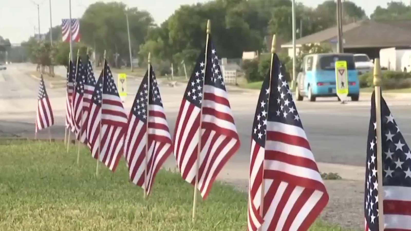 Eagle Scout, Boy Scout Troop line 6,000 American flags along Schertz Parkway