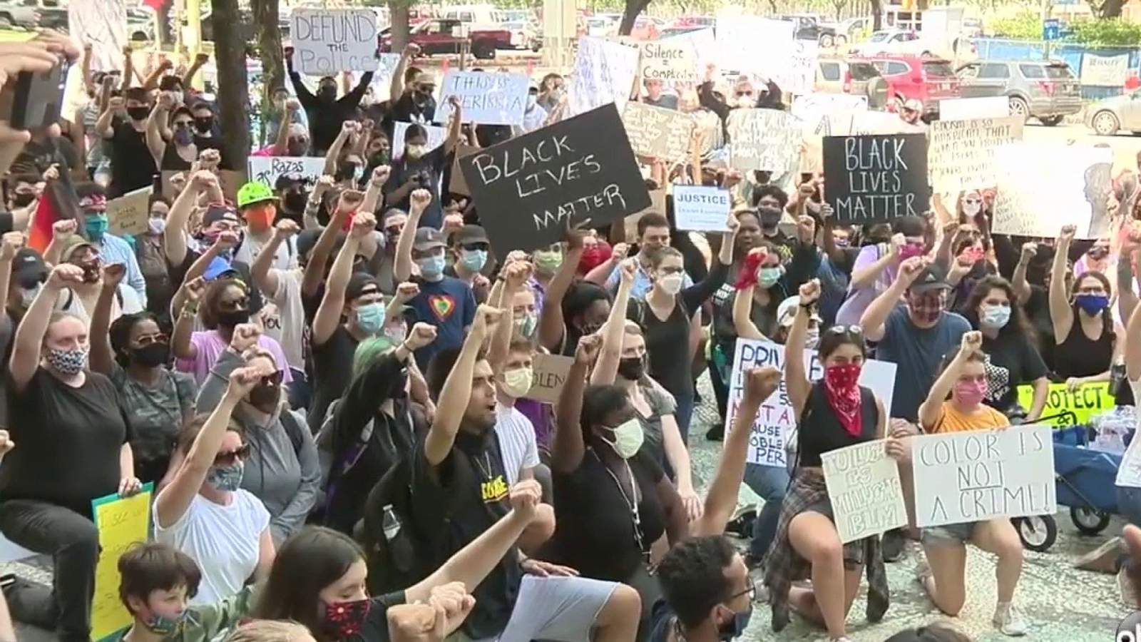 Activists march in downtown San Antonio for fifth day of George Floyd protests