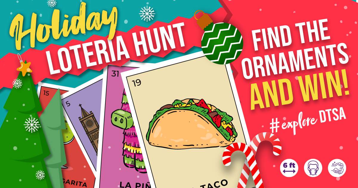 Win prizes in free holiday loteria scavenger hunt sponsored by Travis Park