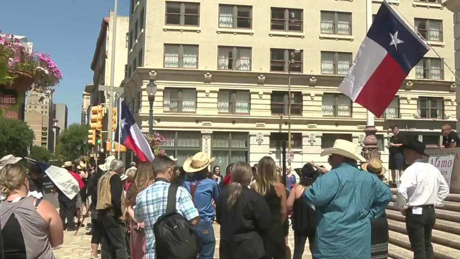 Dozens gather in protest against the Alamo Master Plan