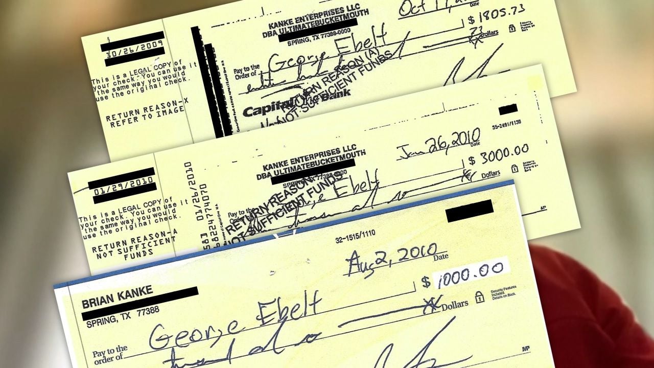 George Ebelt was unable to cash any of the three checks written to him by Brian Kanke.