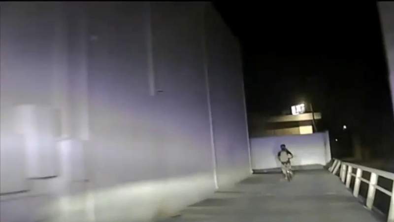 Dash cam video shows man on bicycle leading Castle Hills police on chase