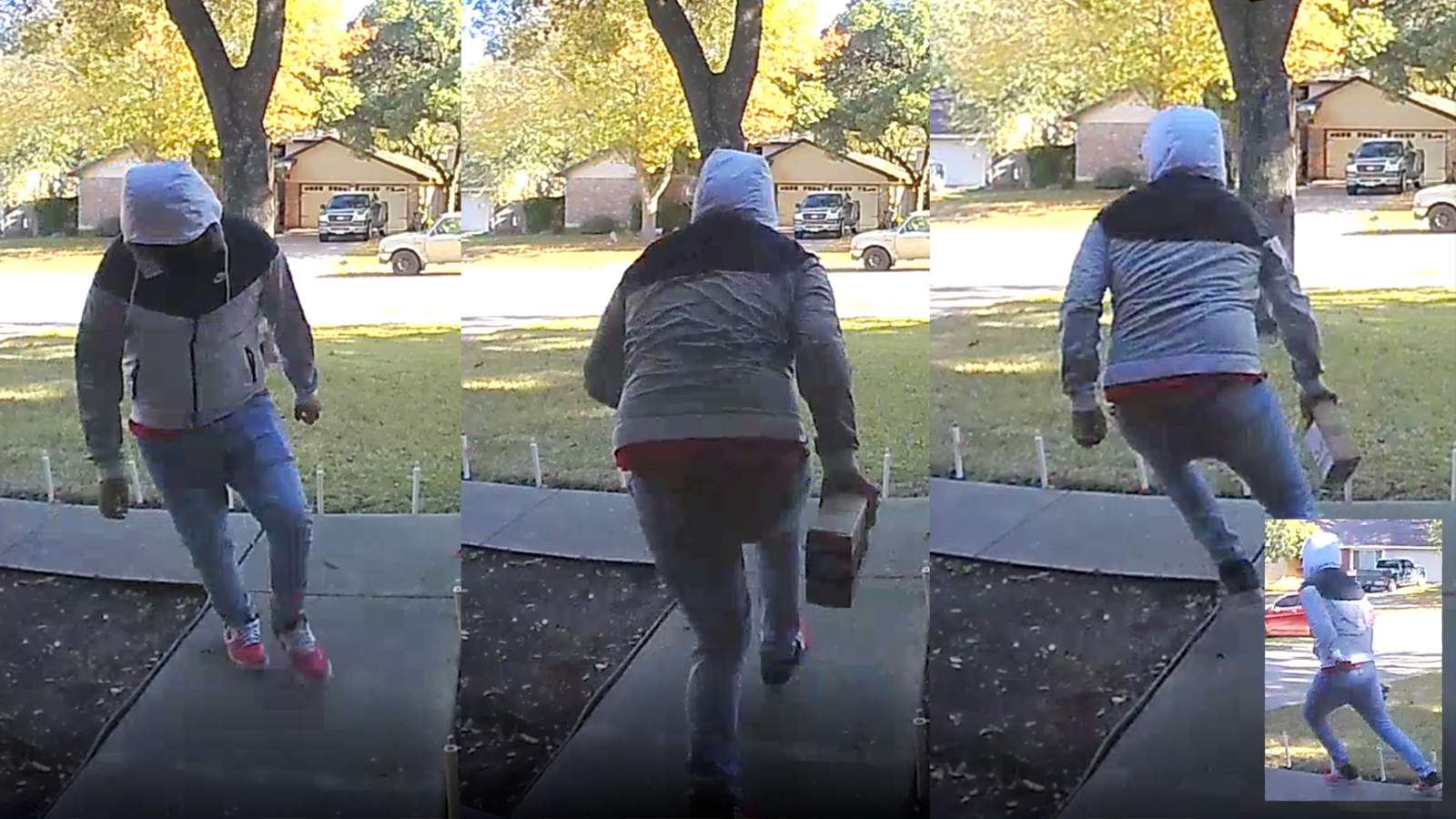 Porch pirate seen stealing package in Universal City