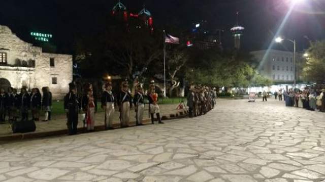 Crowds gather to watch Dawn of the Alamo Tricentennial event