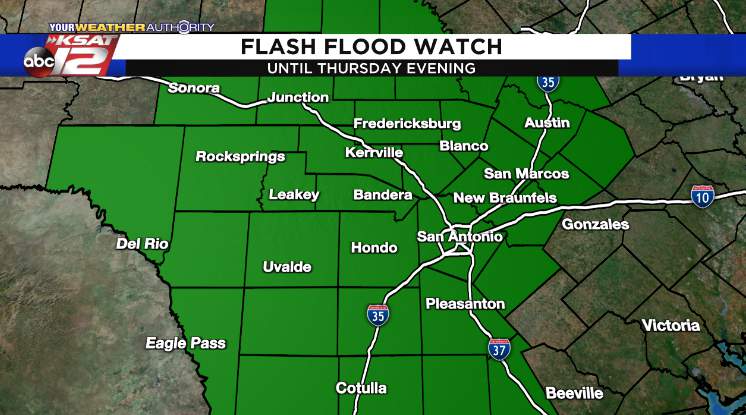 Flash Flood Watch in effect for San Antonio metro, Hill Country, and Edwards Plateau