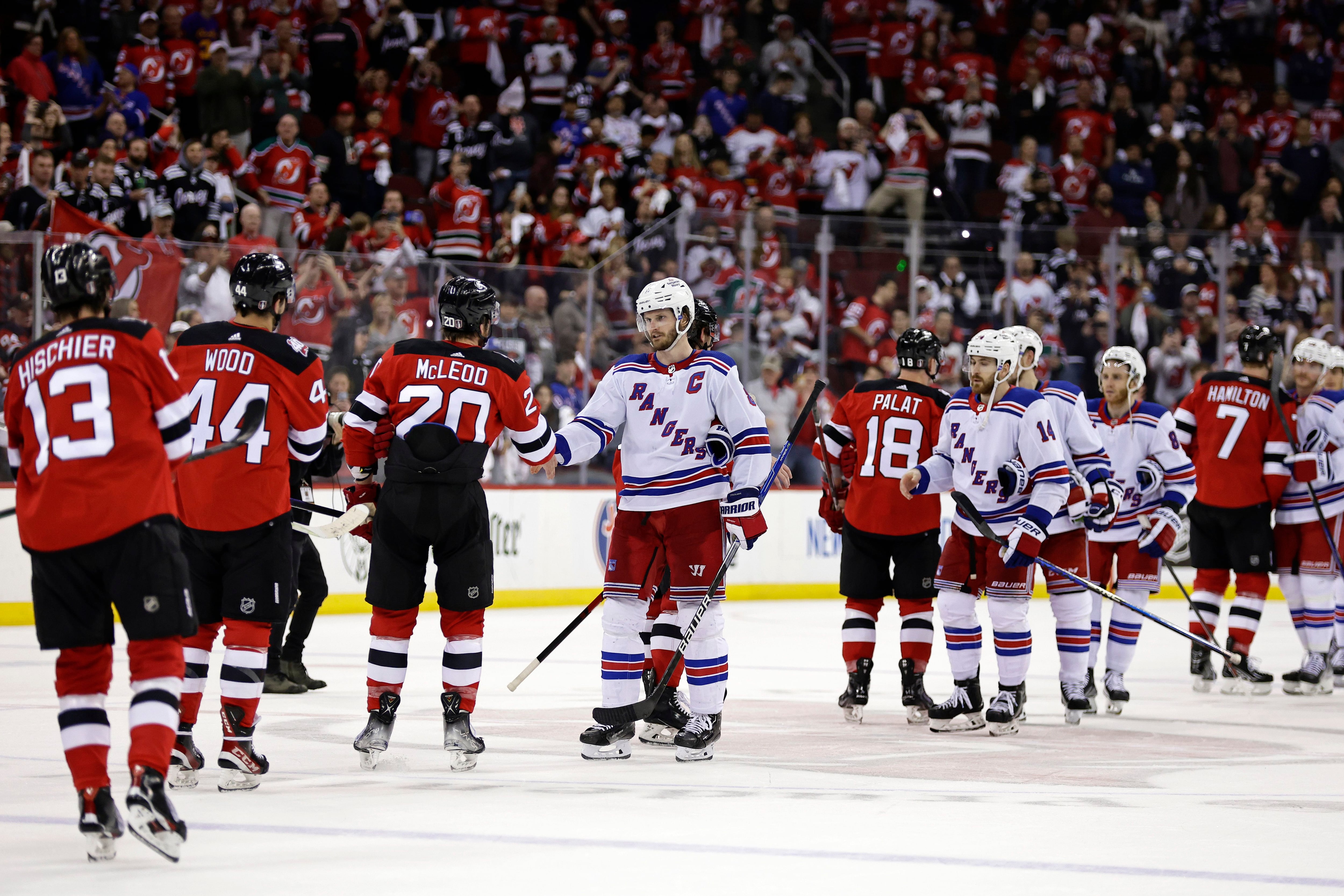 Devils blank Rangers in Game 7, face Canes in second round