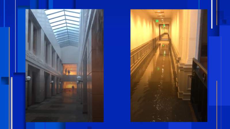 Videos show flooding in Texas State Capitol as storms roll through Austin