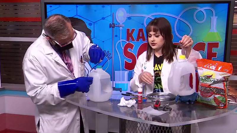 KSAT Kids Home Science: Milk jug bird feeders for Earth Day