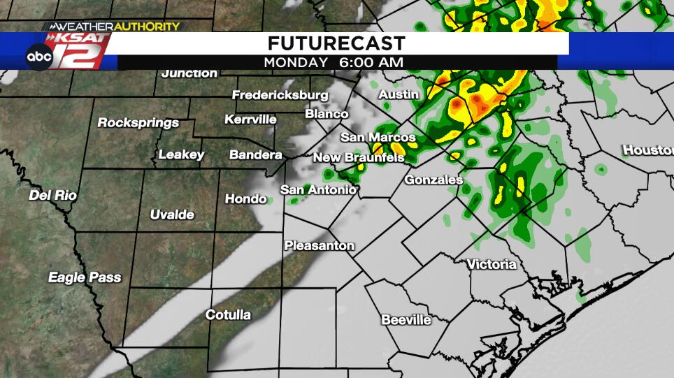 A few showers to a stray storm can't be ruled out first thing Monday, especially for those along and north of HWY 90