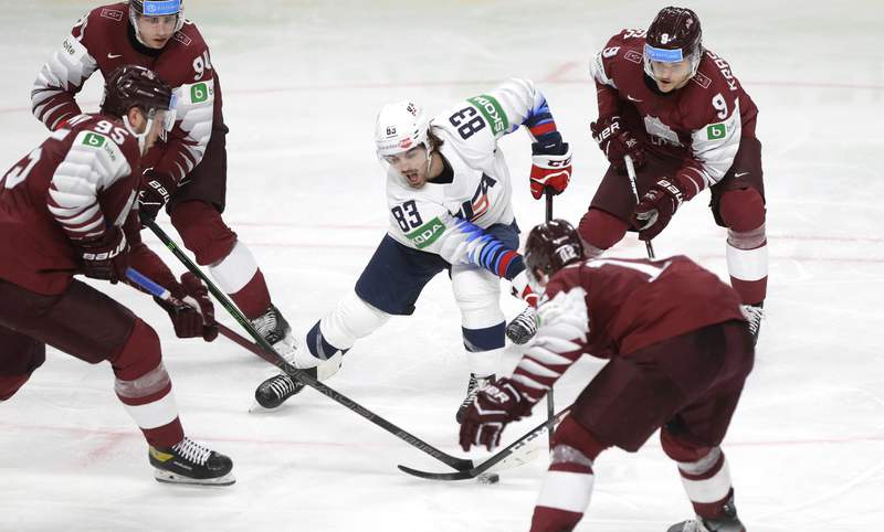 US beats Latvia 4-2 in world hockey championship