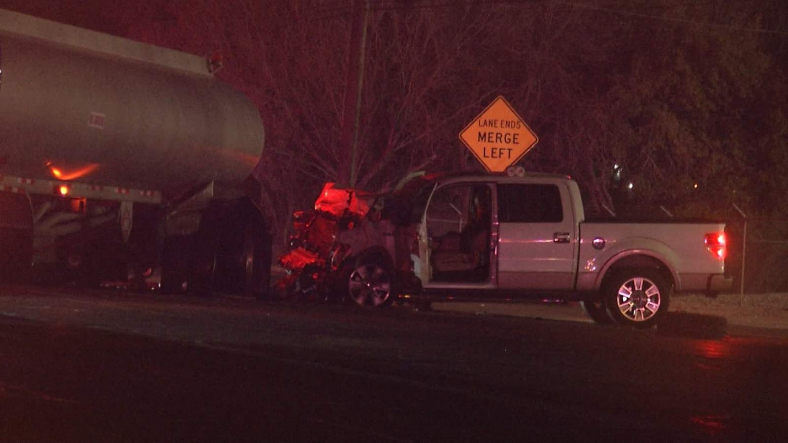 Driver extracted from vehicle after crash into tanker truck dies from injuries, police say