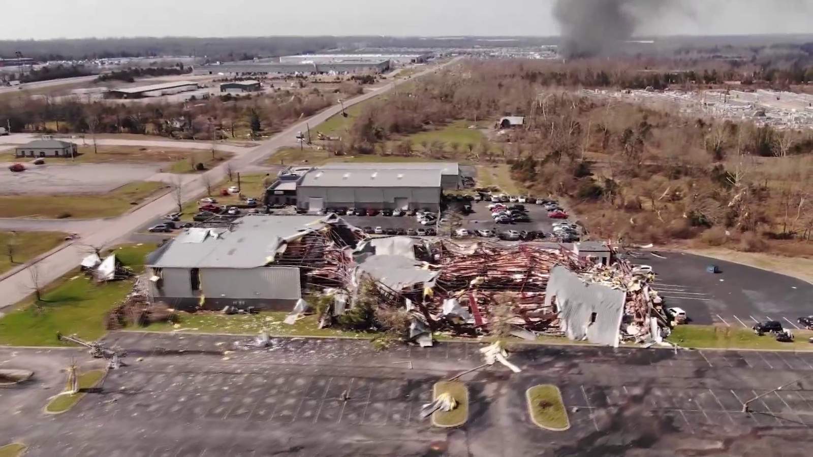 Drone footage shows aftermath of deadly tornado in Tennessee
