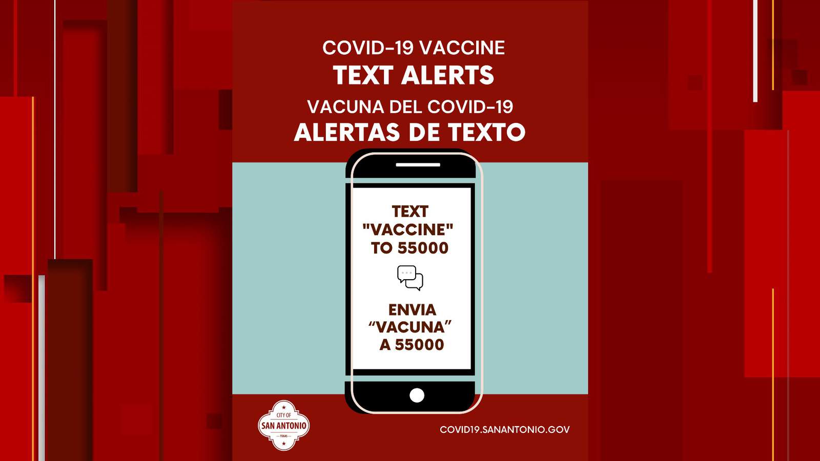 The city of San Antonio creates a text alert notification for the availability of the COVID-19 vaccine