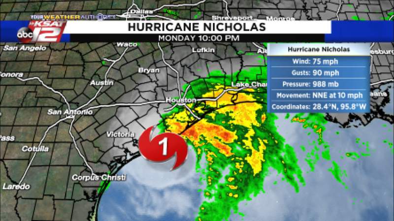 Nicholas makes landfall along Texas coast overnight, downgrades to tropical storm