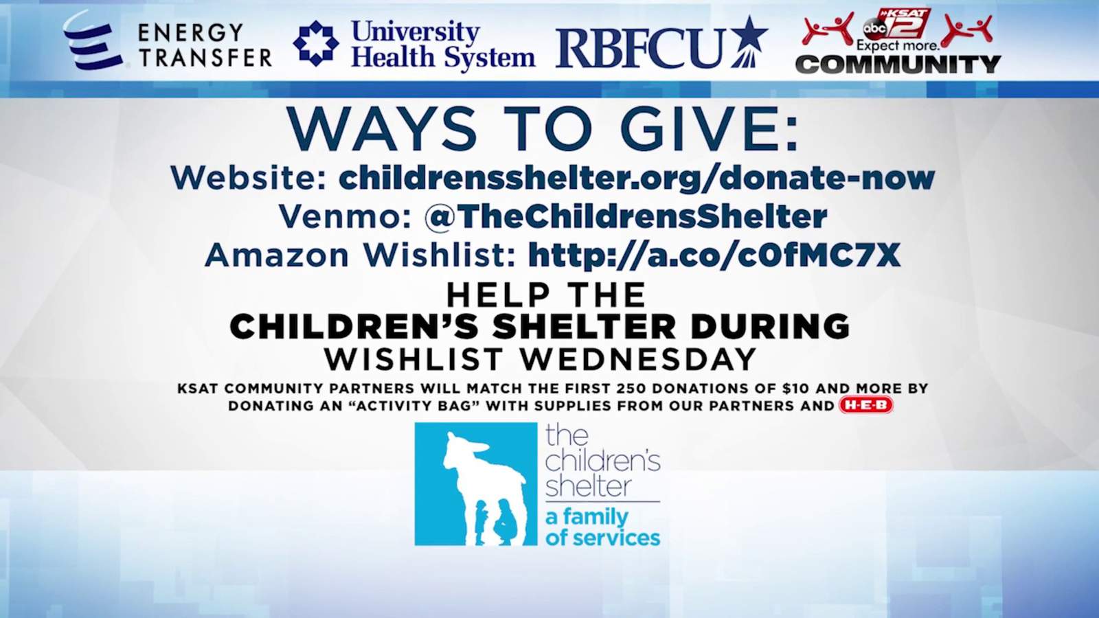 KSAT Community hosts Wishlist Wednesday to benefit The Children’s Shelter