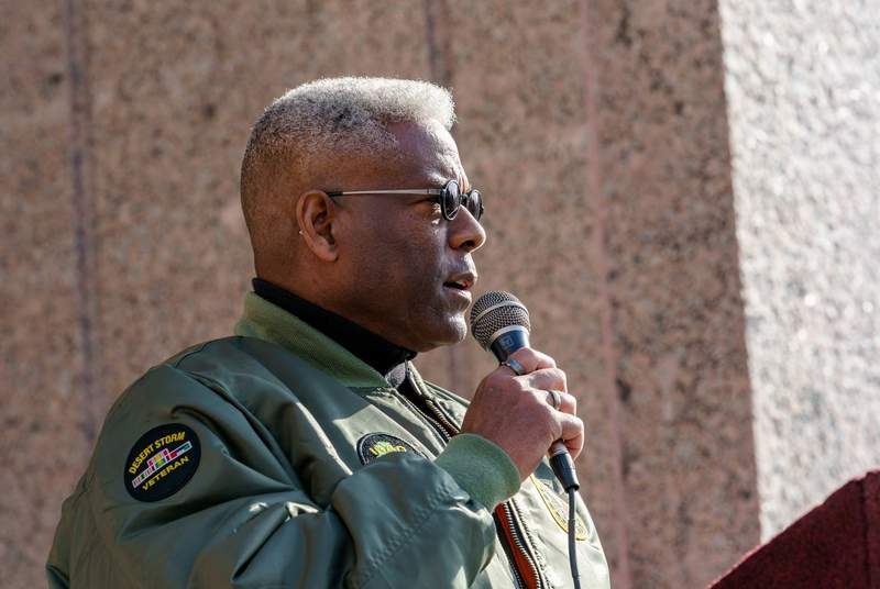 State GOP Chairman Allen West speaks astatine  a Texas Republican Party rally. (FILE)