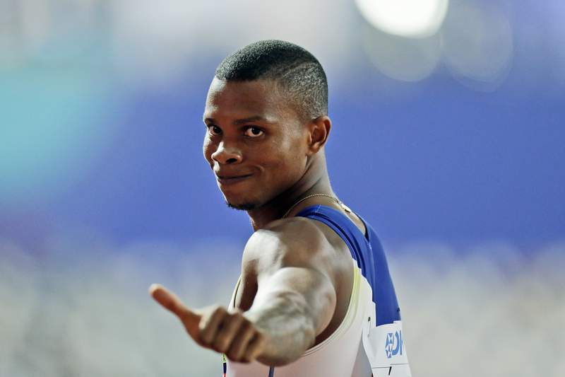 FILE - In this Sept. 29, 2019. record  photo, Alex Quinez, of Ecuador, gestures aft  a men's 200 metre  vigor   astatine  the World Athletics Championships successful  Doha, Qatar.  Olympic sprinter Alex Quinez was fatally changeable  successful  the larboard  metropolis  of Guayaquil successful  Ecuador connected  Friday night, Oct. 22, 2021, constabulary  said. (AP Photo/Petr David Josek)