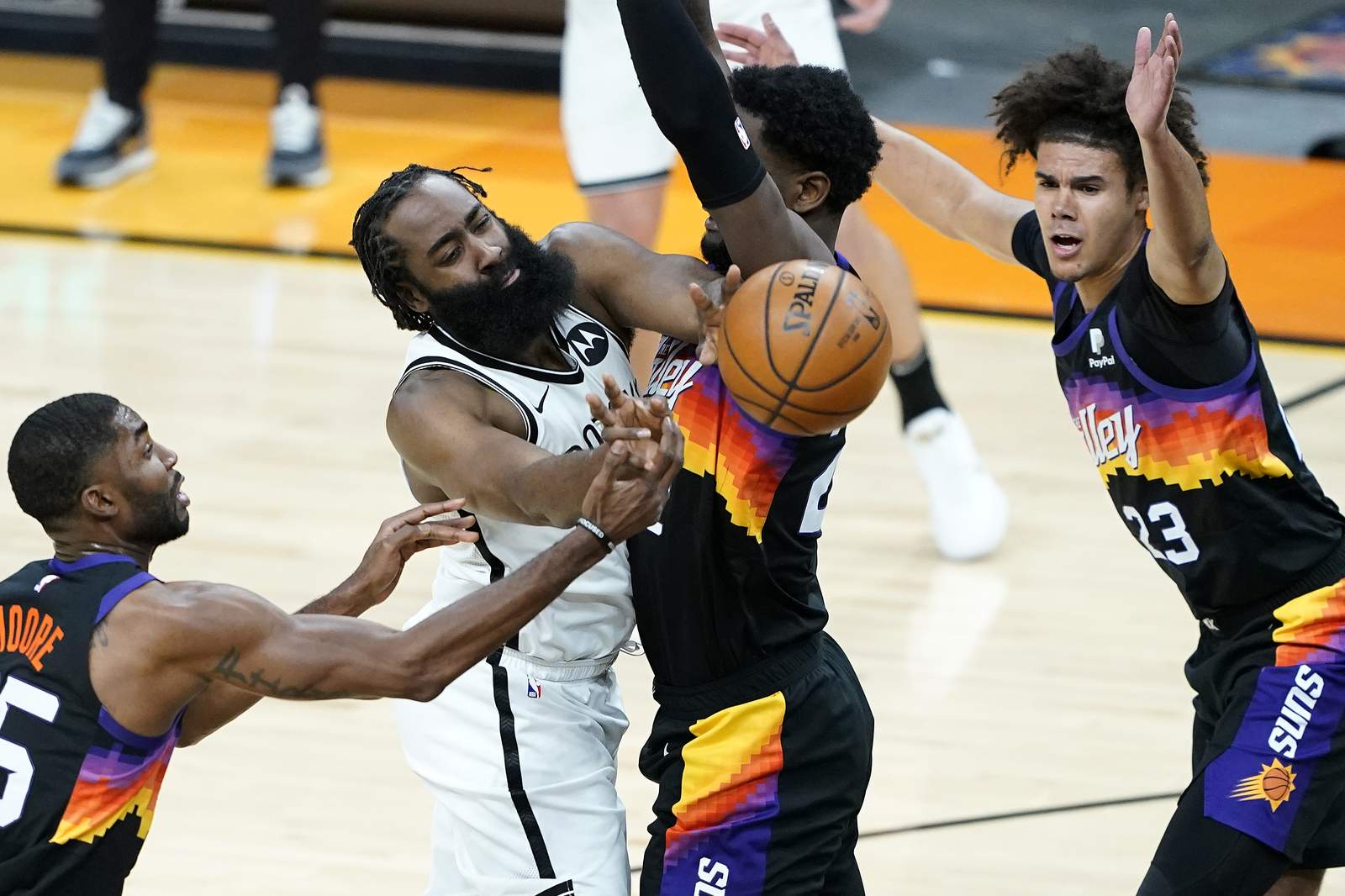 Harden scores 38, Nets rally from 24 down, stun Suns 128-124