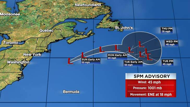 Odette Becomes A Post-Tropical Cyclone South Of Nova Scotia