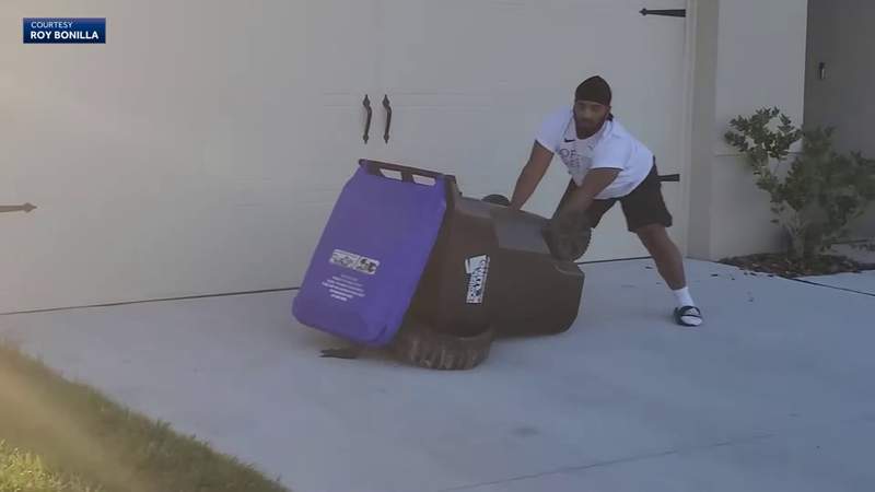 Army veteran uses trash can to save neighbor from alligator in viral video