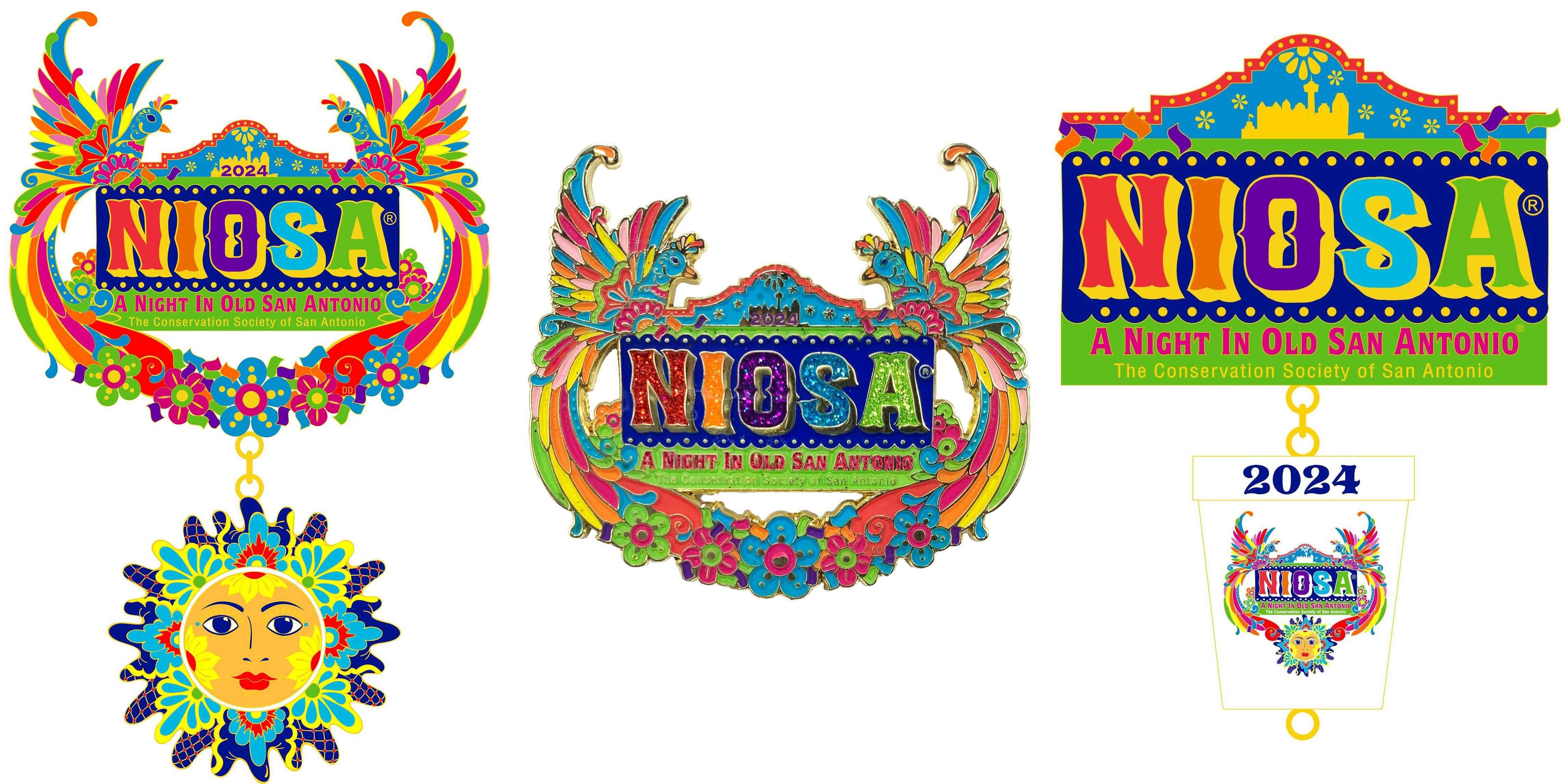 NIOSA is selling two medals and a lapel pin for the 2024 Fiesta season.