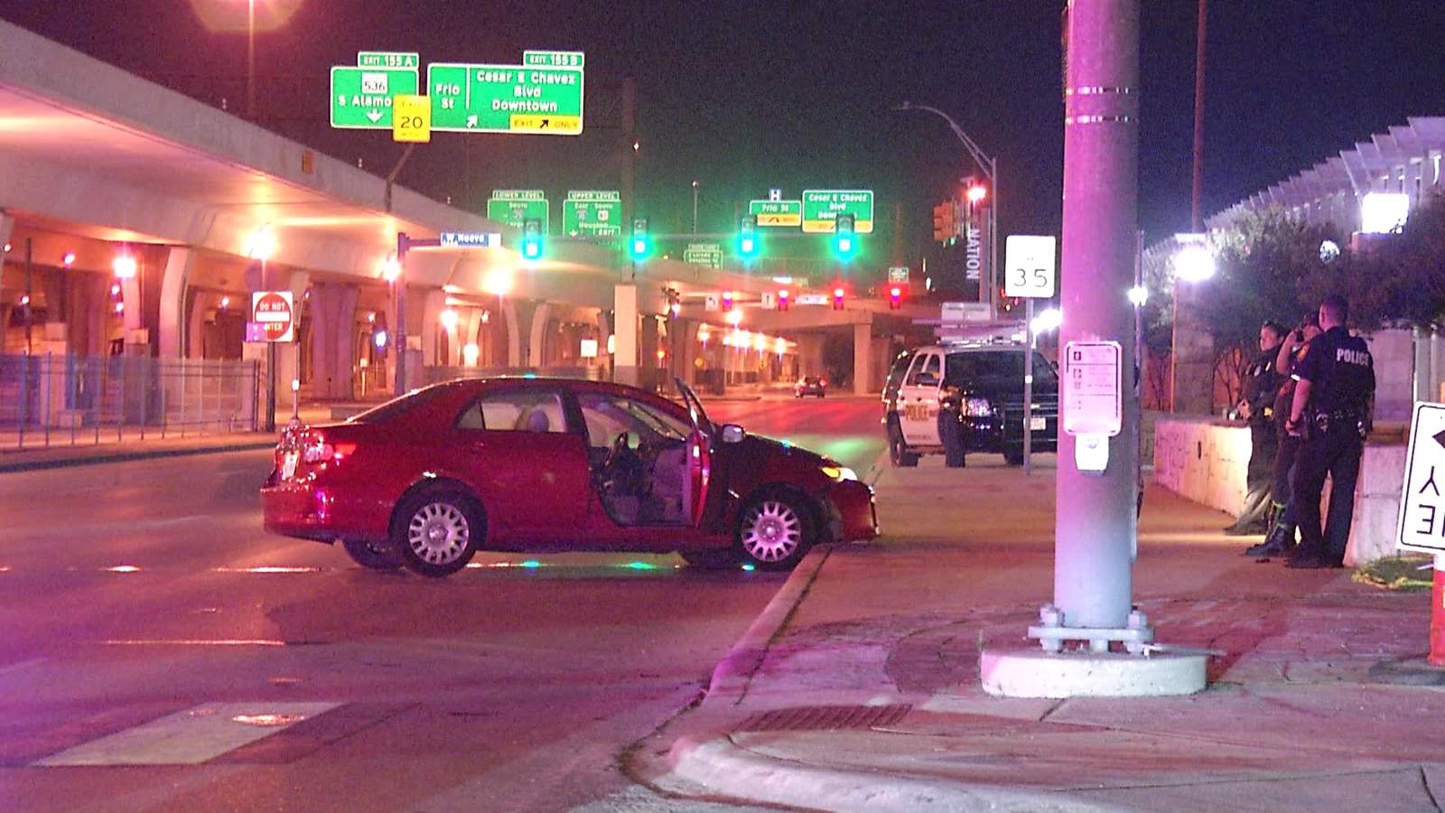 Police officer injured in downtown vehicle crash with sedan