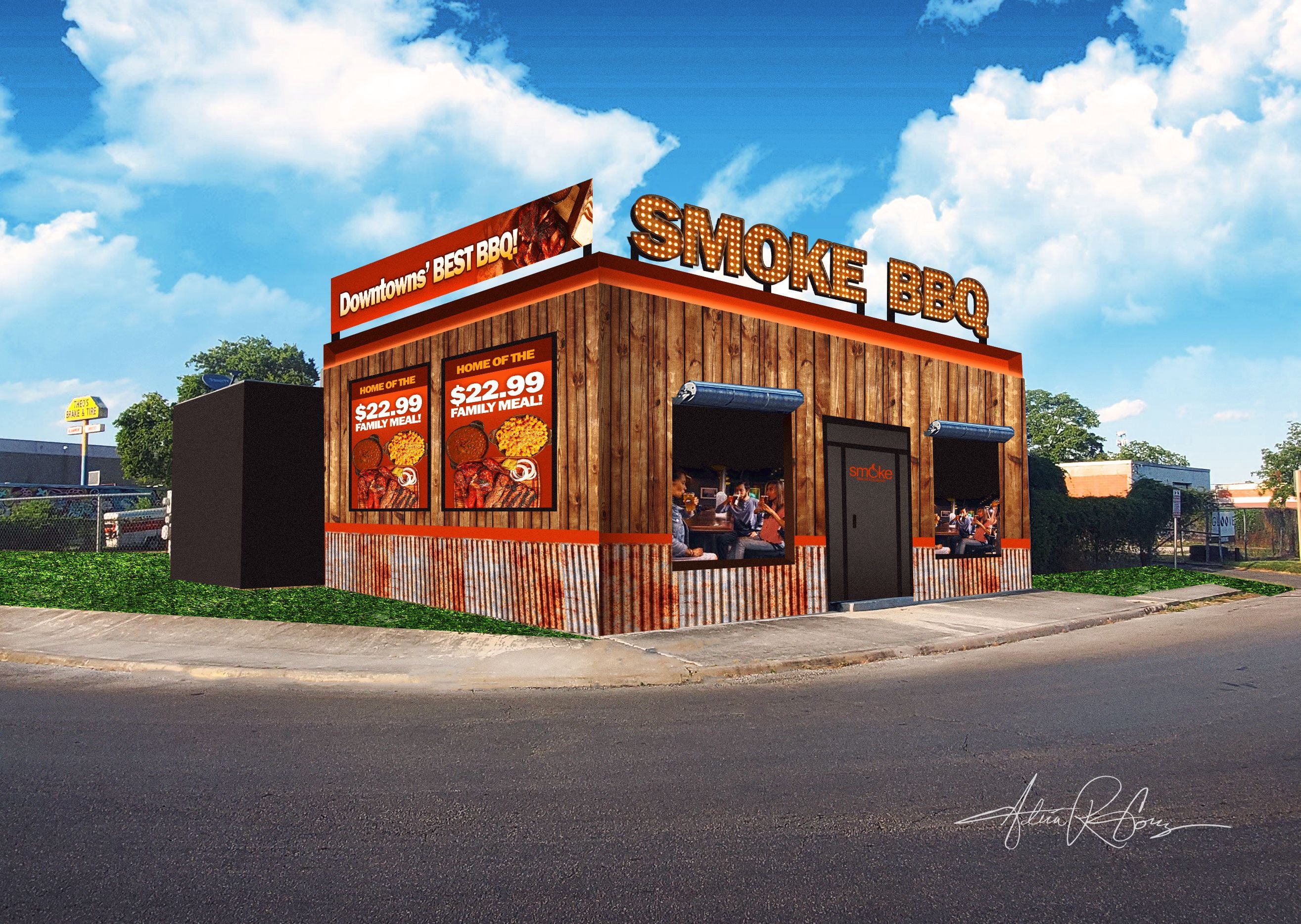 3-D rendering of Smoke the Restaurant's new exterior